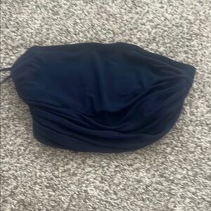 Elegant Navy Blue Strapless Crop Top